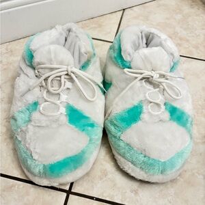 Jordan White and Green Slippers Soft Fabric Comfort